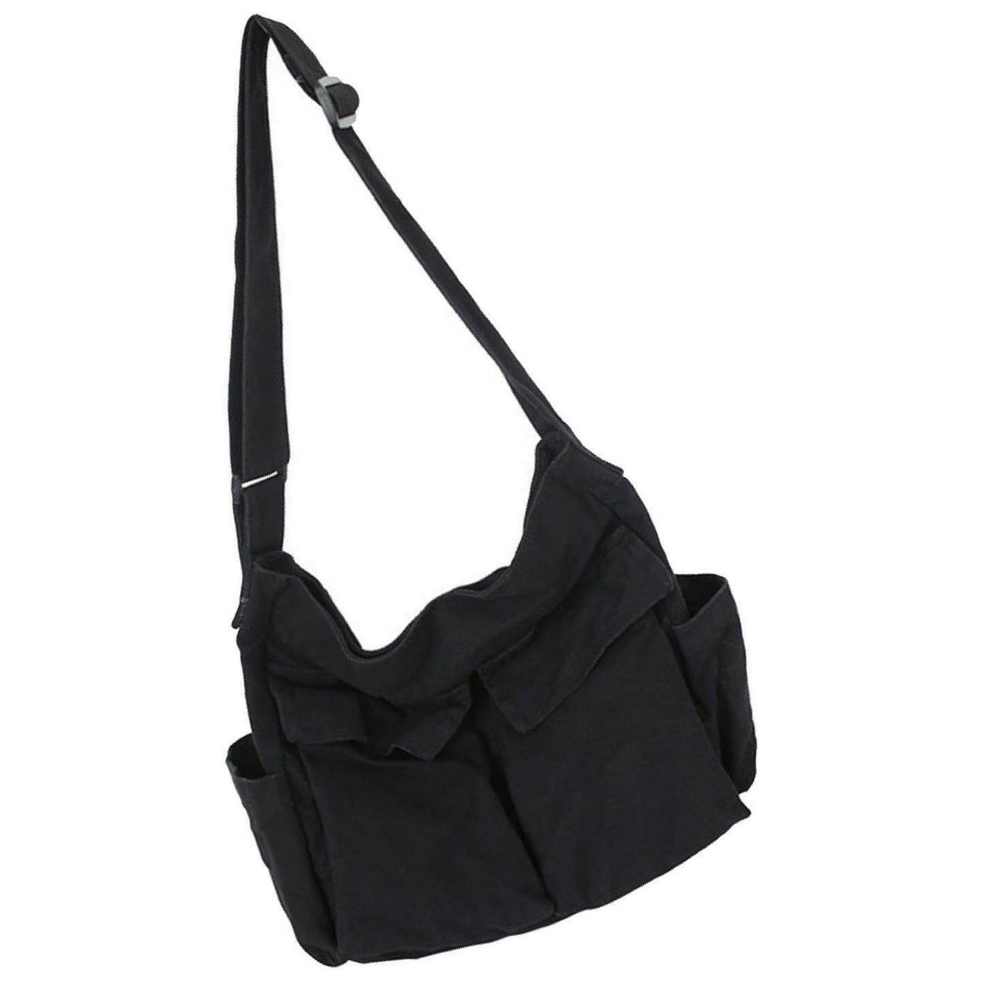 Shoulder Bag Messenger Bag Large Crossbody for Women Students pocket Canvas backpack fashion One size Black