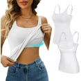 thumbnail image 2 of Alove Women's Cotton UnderShirts Wider Sleeve Tank Top Built-in Bra, 2 of 7
