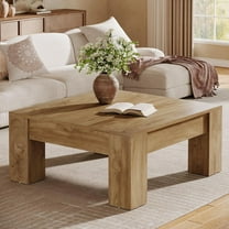 Tribesigns Square Coffee Table, 39-Inch Farmhouse Wood Coffee Table with Sturdy Legs for Living Room, Natural