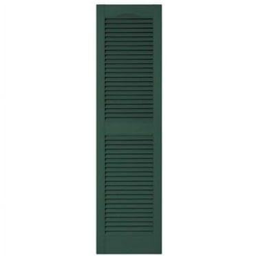 010140055028 15 x 55 in. Green Vinyl Louvered Shutter Pair