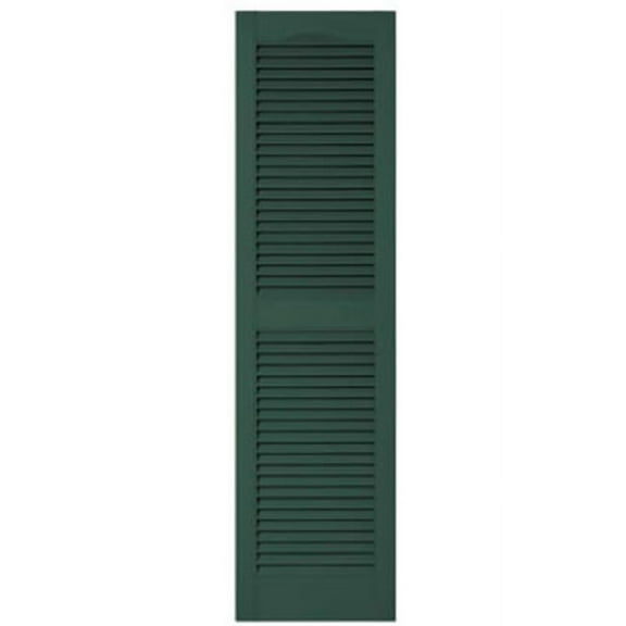 010140055028 15 x 55 in. Green Vinyl Louvered Shutter Pair