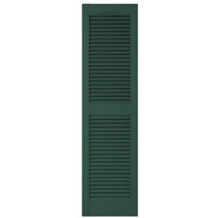 010140055028 15 x 55 in. Green Vinyl Louvered Shutter Pair