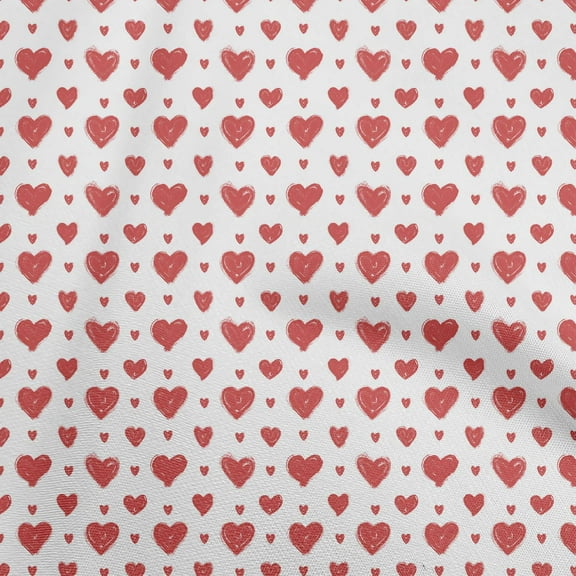 oneOone Polyester Spandex White Fabric Valentine Heart Dress Material Fabric Print Fabric By The Yard 56 Inch Wide