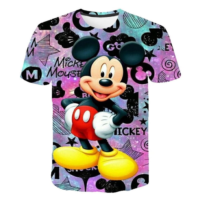 Camisetas de Mickey Mouse para niñas de 1 a 14 años, ropa de verano, camisetas con estampado de manga corta, camisetas casuales de dibujos animados, Tops, disfraces 8T Gao Jinjia LED