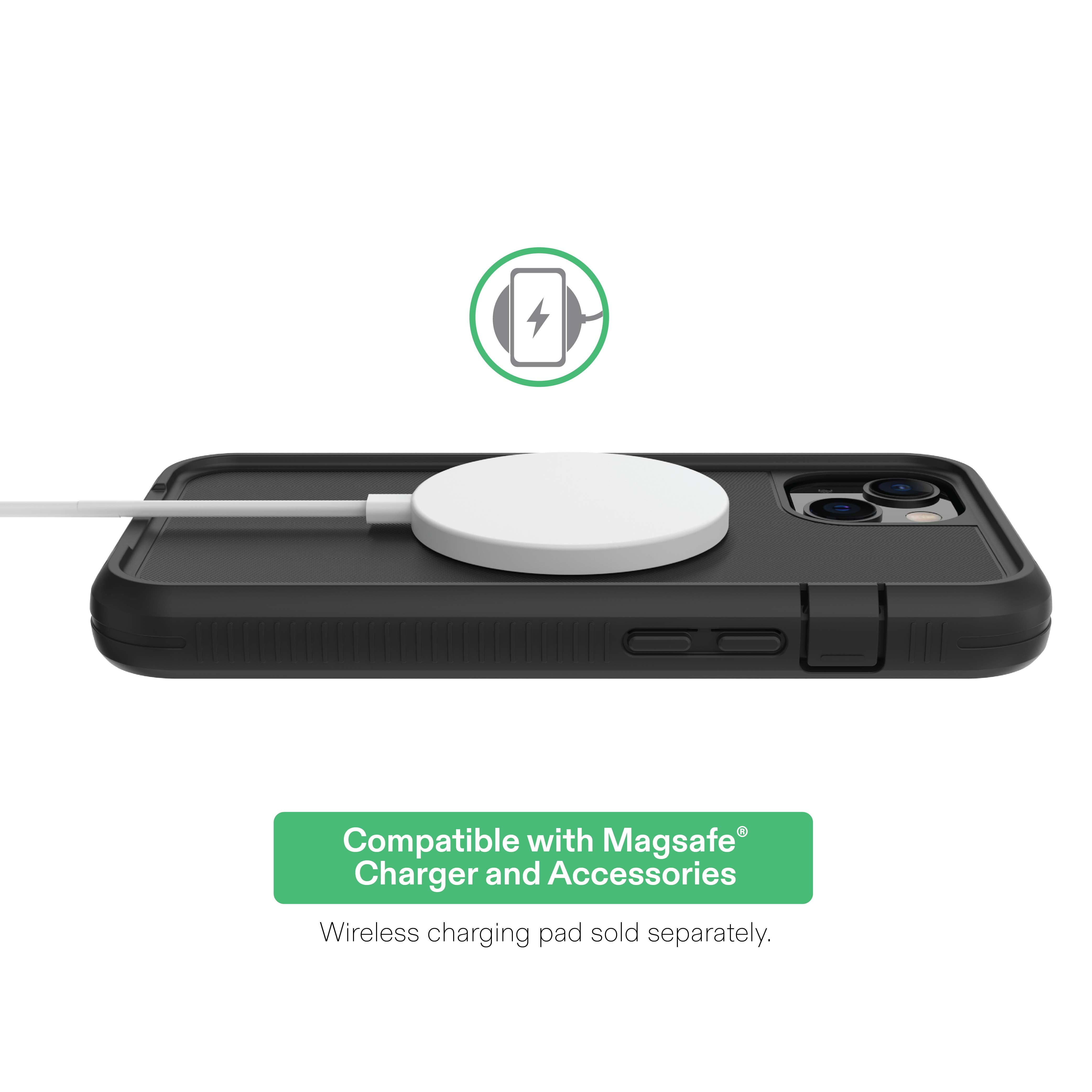 onn MagSafe Compatible Rugged Phone Case for iPhone 17e / iPhone 16e / iPhone 15 / iPhone 14 / iPhone 13 - Black