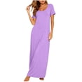 thumbnail image 3 of Summer Plus Size Dresses for Womens 2026 Fashion Casual Solid Color Comfortable Short Sleeve Round-Neck Dress, 3 of 8