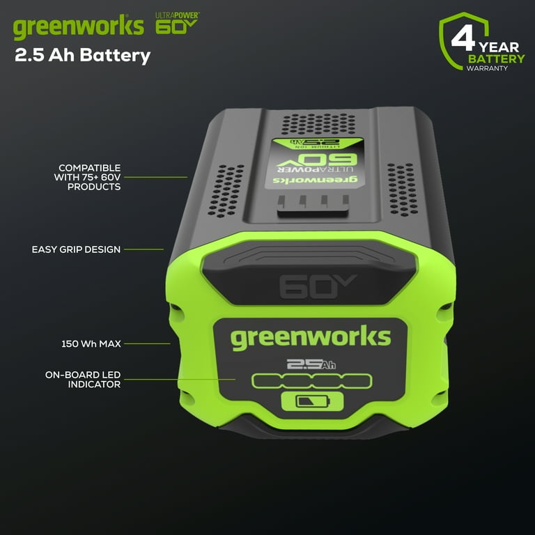 Greenworks 60 Volt 2.5Ah Battery 1807202 - Walmart.com