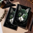 thumbnail image 5 of Spiral Notebook,College Ruled Journal,8.26" x 5.71" 50 Sheets/100 Pages,2 Pack - Cat Face With Green Eyes on Black Background, 5 of 7
