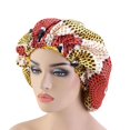 thumbnail image 3 of Bonnet Cap Floral Print African Style Satin Polyester Comfortable Hair Care Hat for Daily Wear, 3 of 8