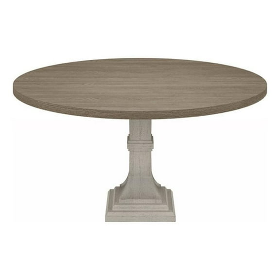 Sane 59 Inch Dining Table-Round Top with Pedestal Base-White-Gray