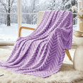 thumbnail image 2 of Whale Flotilla Soft Flannel Fleece Lightweight 50"x60" Throw Blanket, Brushed Chevron Design Fluffy Plush Cozy Blanket for All Seasons, Lilac, 2 of 9
