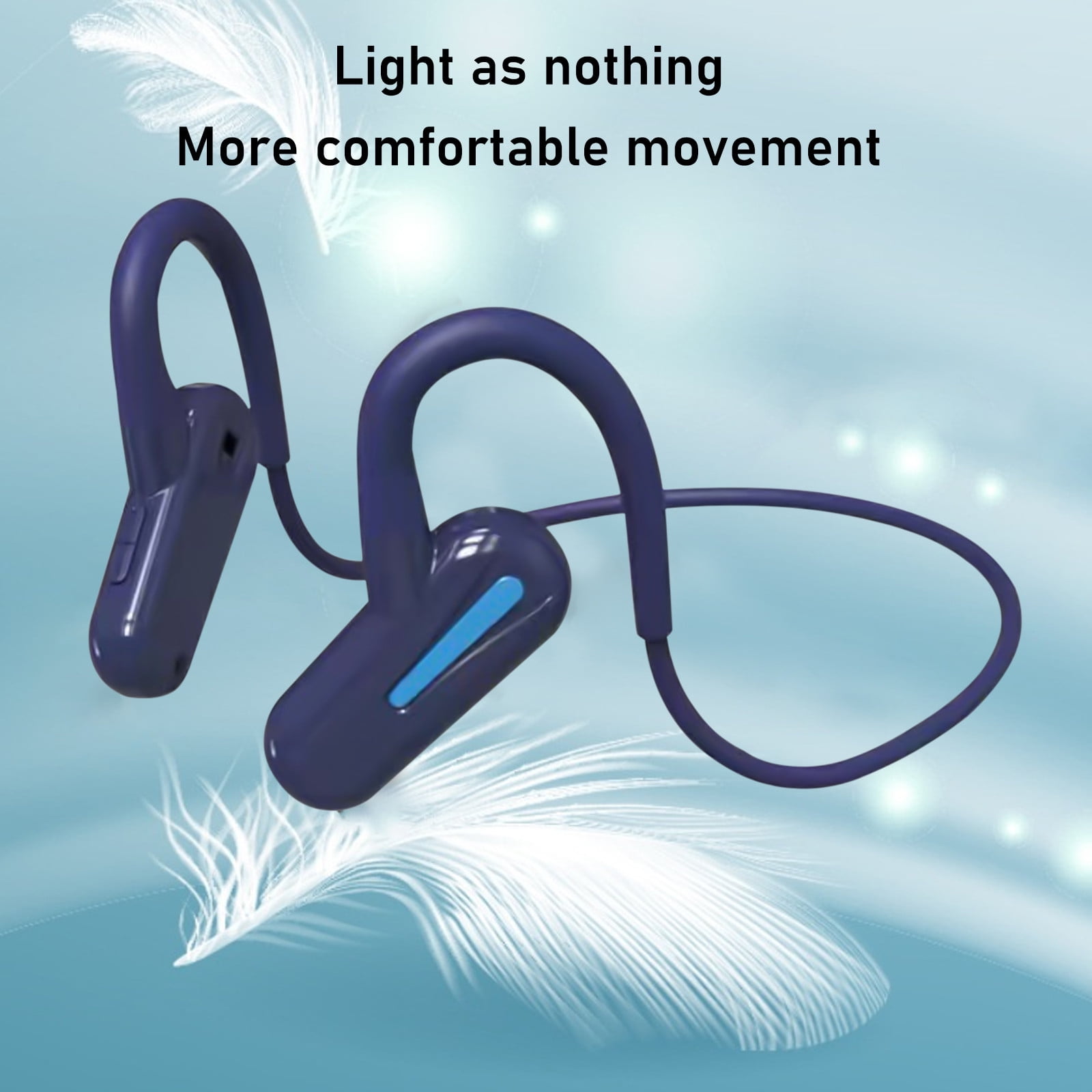 Open Ear Headphones, Bluetooth 5.3 Air Conduction Headphones with Mic Wireless Premium Stereo Sound Earbuds with 40H Playtime & Digital Display, IPX6 Earbuds for Running Fitness(Blue)