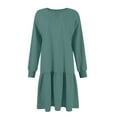 thumbnail image 3 of SMihono Womens 2025 Spring Patchwork Dress Pullover Tops Crewneck Rib Knit Oversized Sweatshirt Dress Casual Mini Dresse Green 10, 3 of 5