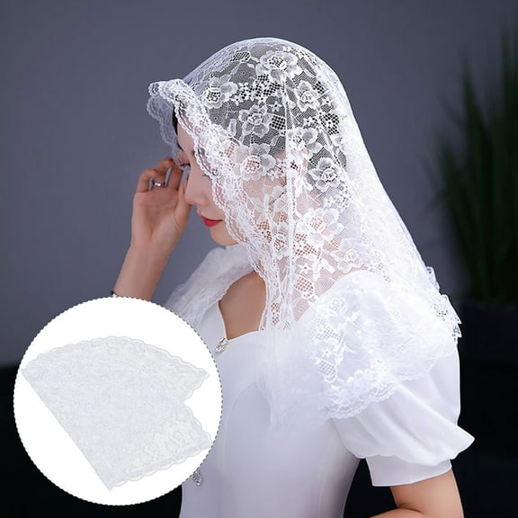 BESTYASH Chapel Veil Lace Head Covering White 1Pack for Women Special Occasions