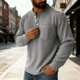 thumbnail image 5 of zfhfof Long Sleeve Shirts for Men Lightweight Textured Henley Shirt Trendy Button Crewneck Pullover Tees Tops with Chest Pocket, 5 of 8