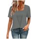 thumbnail image 1 of TaTaai Women's Casual Faux Two Piece Short Sleeve Top, Solid Pattern, Round Neck, Fashion Daily Home Wear, Comfortable Fabric Gift, 1 of 5
