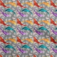 thumbnail image 1 of oneOone Polyester Spandex Red Fabric Asian Japanese Koi Fish with Geometric Texture Craft Projects Decor Fabric Printed by The Yard 56 Inch Wide, 1 of 4