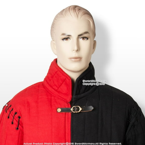 Black Red Gambeson Type I Medieval Padded Armour Coat SCA Fighting Jacket