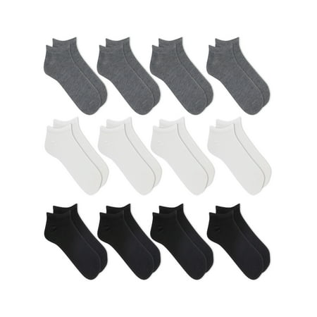 Athletic Works Men's Lightweight No Show Socks, 12-Pack, Moisture-Wicking, Lightweight Fabric, Fits Shoe Sizes 12-15
