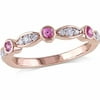 1/5 Carat T.G.W. Sapphire and 1/6 Carat Diamond 10kt Pink Gold Anniversary Ring