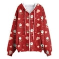 thumbnail image 6 of idosla Zip Up Christmas Hoodie Women Oversized Hoodie Casual Long Sleeve Graphic Jackets with Pockets Zipper Drawstring (Red, XL), 6 of 7