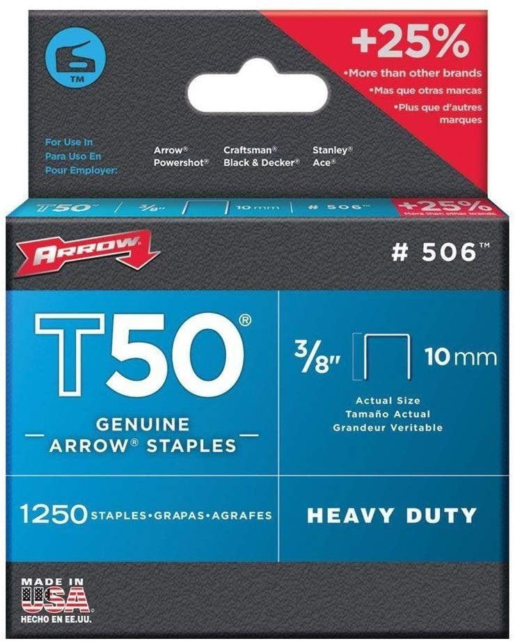 Arrow Fastener 505 Genuine T50 15/16-Inch Staples 4 PACKS OF 1250 
