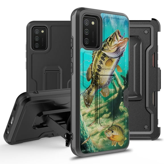 ANJ  Rugged Hybrid Shockproof Case w/Kickstand   Holster Clip Card Slot Cover for Samsung Galaxy A02S (SM-A025) - Wild Trout
