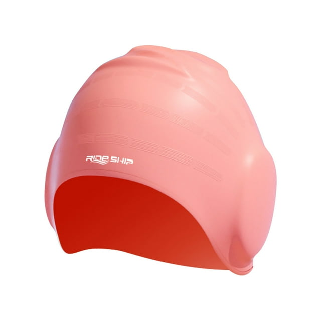 Waterproof Silicone Swimming Cap for Adults & Kids - Non-Slip, Ear Protection, One Size Fits Most - Professional Swimming/Diving Gear - Stylish Peach Pink Design