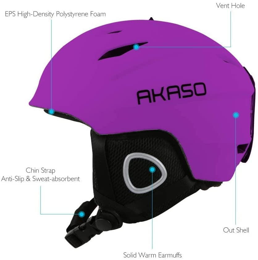 Removable Fleece Liner Ear Pads Safety-Certified Snow Helmet Men & Women AKASO Ski Helmet Goggles Compatible Snowboard Helmet Dial Fit Climate Control Venting 