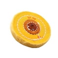 thumbnail image 5 of 3" Muslin Yellow Buff Wheel Chemkote Treated 30 Ply 3 Row Stiched Leather Center, 5 of 6