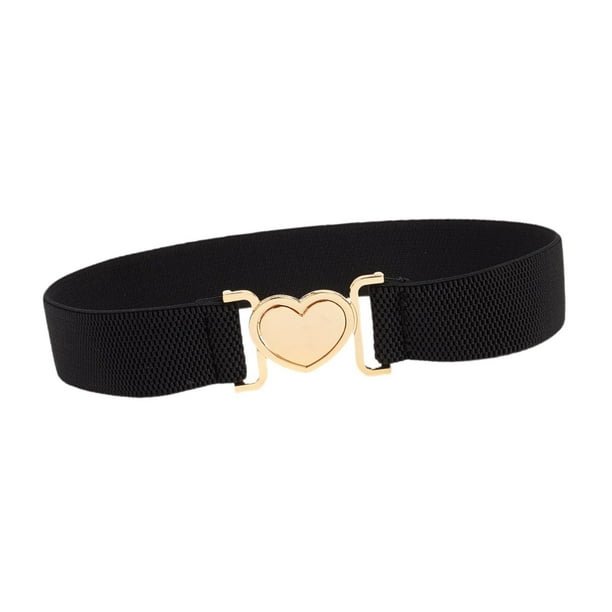 Cinturón elástico para mujer, cinturón con hebilla elegante, banda elástica, cinturón de vestir ligero Hebilla dorada