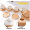 thumbnail image 3 of Posavasos de madera con soporte, juego de 6 posavasos de madera Wattne para bar, cocina, hogar, apartamento, posavasos redondos para el hogar y la cocina, madera de haya., 3 of 8