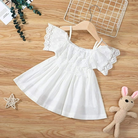 

Baby Girl Lace Dress Pure White Wedding Princess Dress Beach Sundress