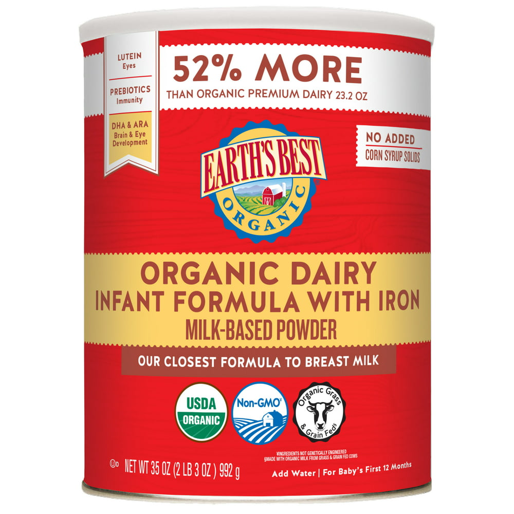 Earth's Best Organic Dairy Infant Powder Formula with Iron, Omega-3 DHA and Omega-6 ARA, 35 oz.