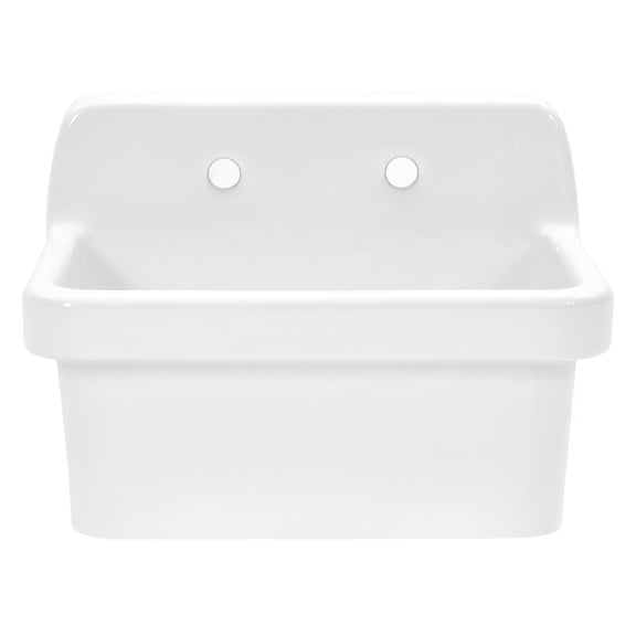 Kingston Brass GPKWS241917 Doriteal 24-Inch Ceramic Single Bowl Wall Mount Kitchen Sink with Strainer in Glossy White