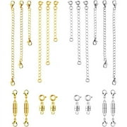 GUUYOO 20pcs Necklace Extender and Jewelry Clasps, Multiple Sizes Necklace Chain Extenders Clasp for Jewelry Making (Gold, Silver)