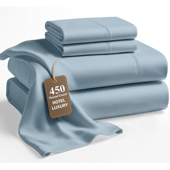 Lane Linen 100% Cotton Queen Sheet Set – 4-Piece, 450 Thread Count, Cooling & Breathable Deep Pocket Bed Sheets for Queen Be