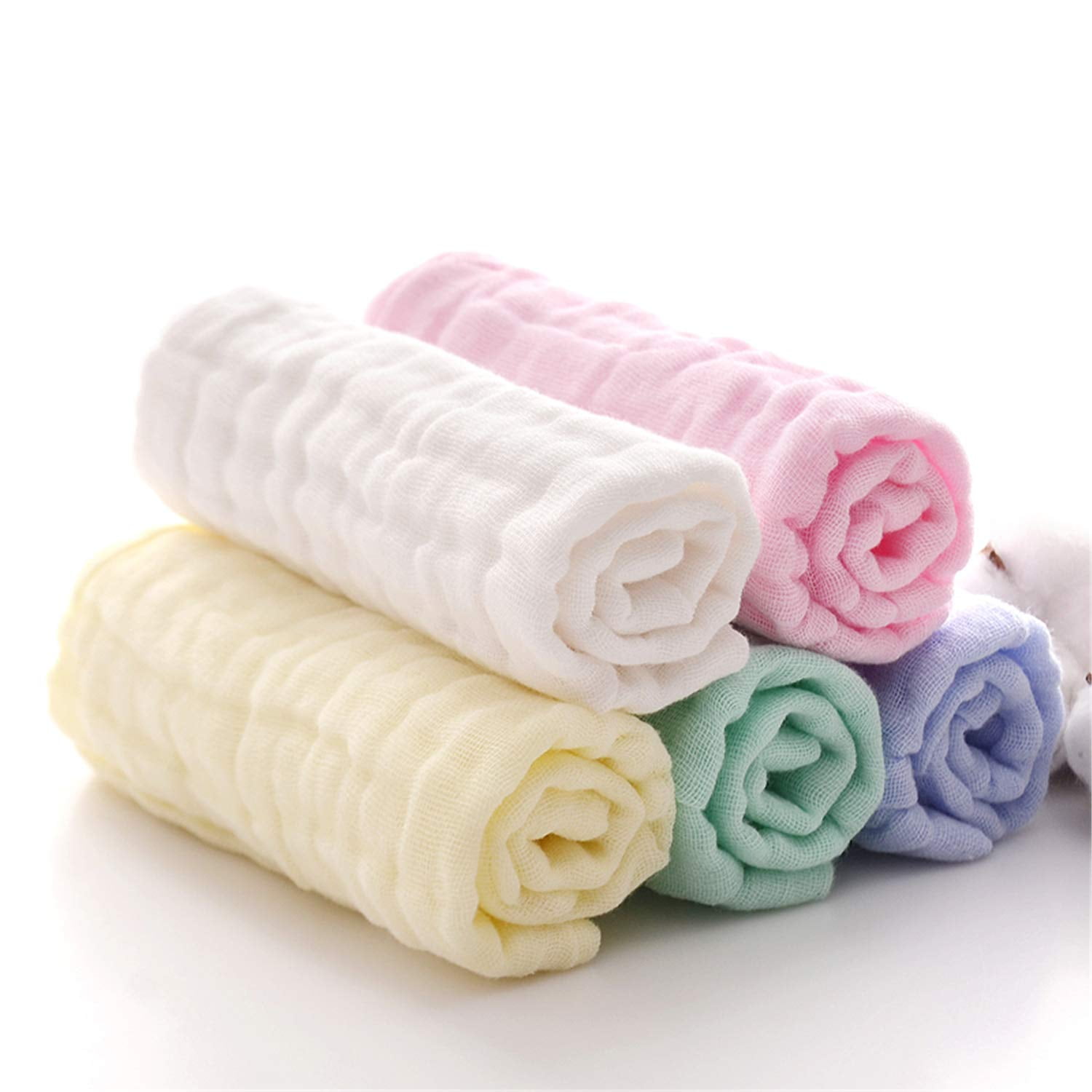 5 Pack 12x12 inches Natural Muslin Cotton Baby Wipes Baby Muslin Washcloths Soft Newborn Baby Face Towel and Muslin Washcloth for Sensitive Skin 