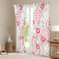 thumbnail image 3 of Manfei Patchwork Check Bowtie Blackout Curtains,Romantic Rose Floral Curtains Pack of 2 (42x84 Each), 3 of 6