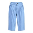 thumbnail image 4 of Vivianyo HD Women's Pleated Waist Summer Loose Casual Capri Pants, Single Button Elastic Waistband Soft Cropped Fall Trousers with Side Pocket for Women, Women's Blue, Sizes S-3XL, 4 of 6