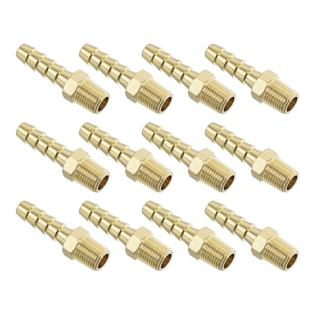 Conectores de manguera de latón 12 piezas 1/4" Barbx1/8" NPT macho