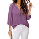 thumbnail image 2 of Blusas Elegantes de Estilo Bohemio con Cuello en V, Mangas 3/4 y Botones para Mujer, Color , Talla XXL, 2 of 8