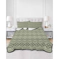 thumbnail image 2 of Quilts Queen Size Bedding Set, Sage Green Boho Reversible Summer Quilt 3 Pieces, Vintage Ethnic Tribe Abstract Art Geometric Lightweight Bedspreads Coverlets with 2 Pillow Shams for All Seasons, 2 of 5