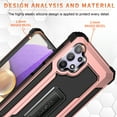 thumbnail image 4 of Samsung Galaxy A32 5G Case (NOT FOR 4G), Rosebono Hybrid Slim Colorful Armor Shockproof Impact Resistant Protective Cover Case With Kickstand For Samsung Galaxy A32 5G (Rose Gold), 4 of 5