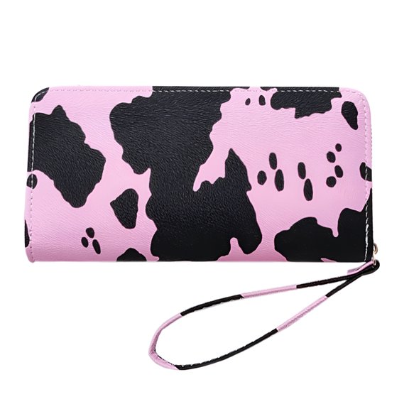 GASTROPOD Cow Print Wallet for Women and Girls, PU Leather Zip Around Purse with Card Slots and Zipper Closure, Lightweight Waterproof Clutch for Travel Shopping Party and Daily Use
