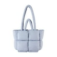 thumbnail image 1 of yingyy Quilted Shoulder Purse Fluffy Warm Tear-Resistant Checkered Making Bag Feel Comfortable Inside Blue, 1 of 6