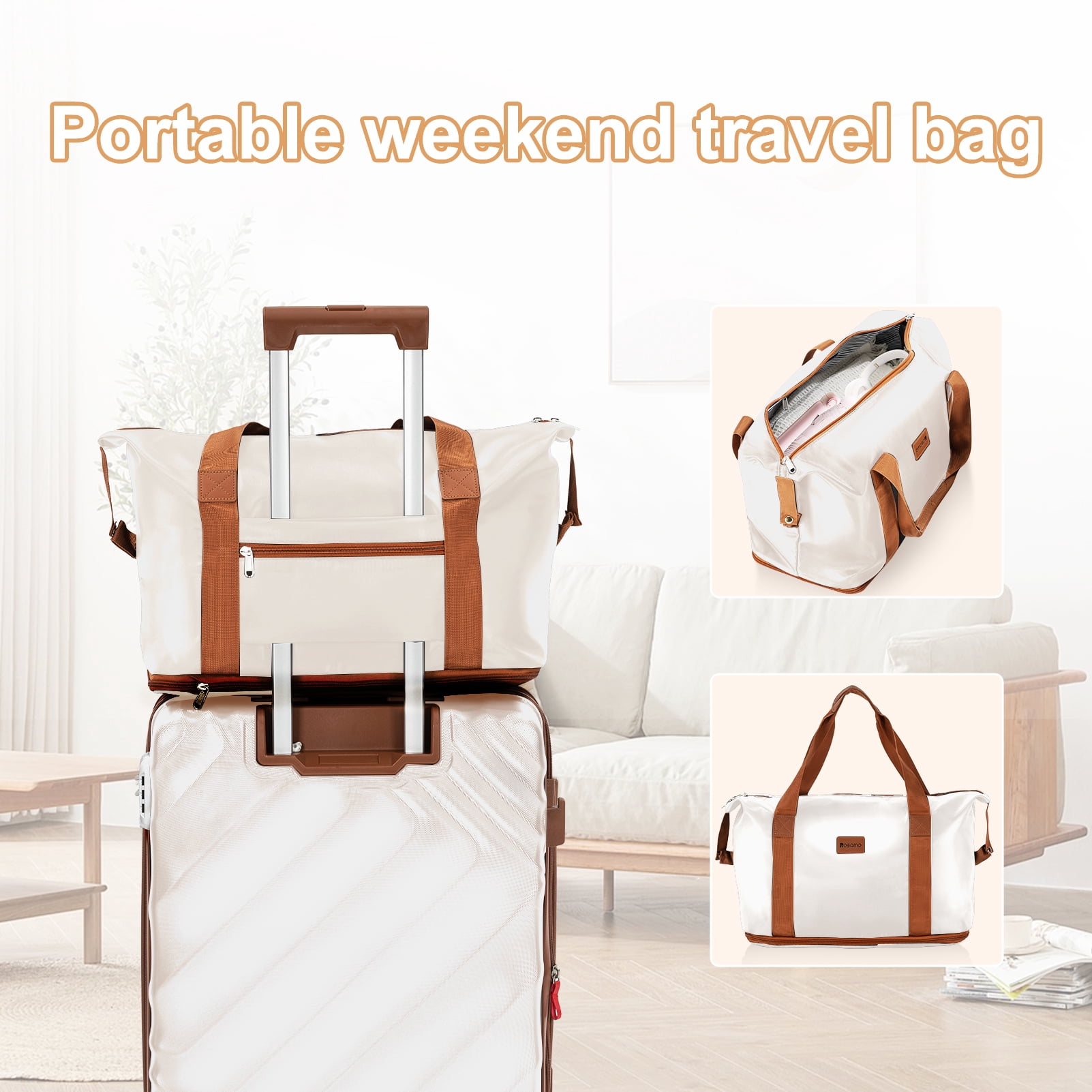 Rosamo 6 Piece Hardshell Luggage Set, Lightweight Expandable Suitcases with Spinner Wheels, TSA Lock, Durable ABSLuggage Sets for Travel；Beige