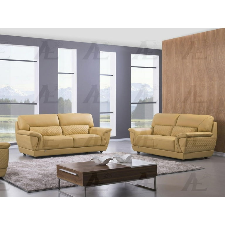 Yellow leather sofa set outlet