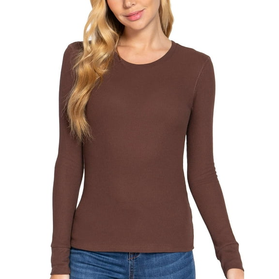 FashionMille Women's Casual Long Sleeve Crew Neck Thermal Knit T-shirt Top