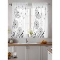 thumbnail image 2 of Spring Floral Curtains 54 Inch Length, Sheer Curtains for Bedroom Living Room Window Modern Elegant Pastoral Flowers Black Rod Pocket Voile Drapes Kitchen Curtains Small Half Window 52"x54" 2 Panels, 2 of 6